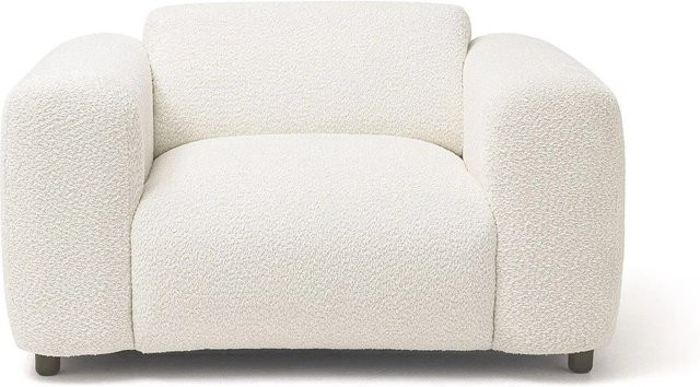 Maison Céphy Sessel Pogni mit gerader Rückenlehne in Weiß aus Bouclé-Stoff, Breite: 130 cm - Bild 1