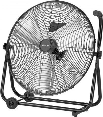 VEVOR Industrial Floor Drum Fan in Schwarz mit Aluminiumflügeln, 609,6 mm Durchmesser, 3 Geschwindigkeiten und 360 Grad Neigbarkeit, B/T/H: 67,0 x 27,0 x 66,0 cm - Bild 1