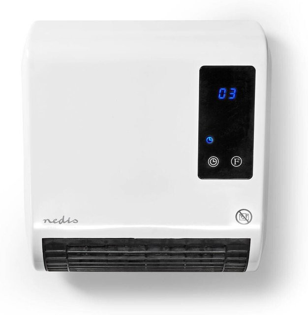 Nedis Keramik-Heizlüfter HTBA20WT Wandmontage Weiß Grau, 2000 W, B/H/T: 26 x 15,5 x 28,5 cm - Bild 1