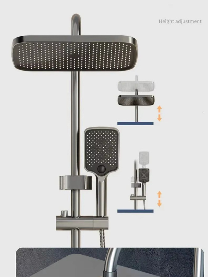 YJYAJIE Duscharmatur-Set mit Thermostat und 4 Funktionen in Weiß - Bild 3