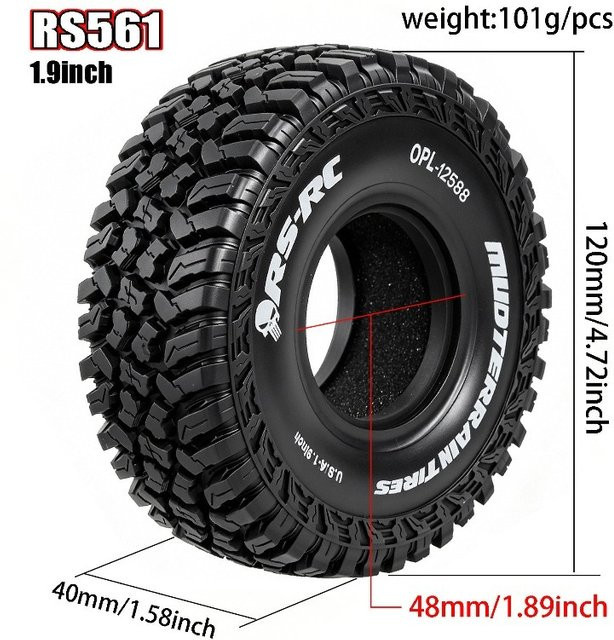 FMS LC80 Easy Control 4107 Wrangler, 1,9-Zoll-Kletterreifen, 4-teiliges Set - Bild 1