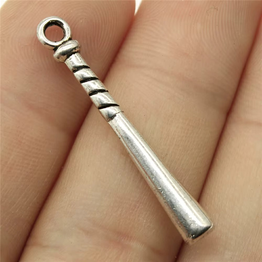 WYSIWYG Baseball Bat Anhänger, Messing, Silber, Unisex, 35x5mm - Bild 1
