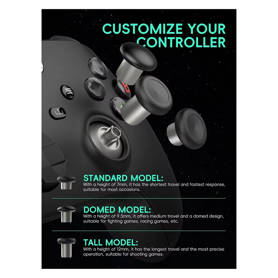B02B-8 Pack Metall Magnetische Thumbsticks Analog Joysticks in Silber für PS4, Xbox One und Xbox Serie X/S Controller - Bild 3