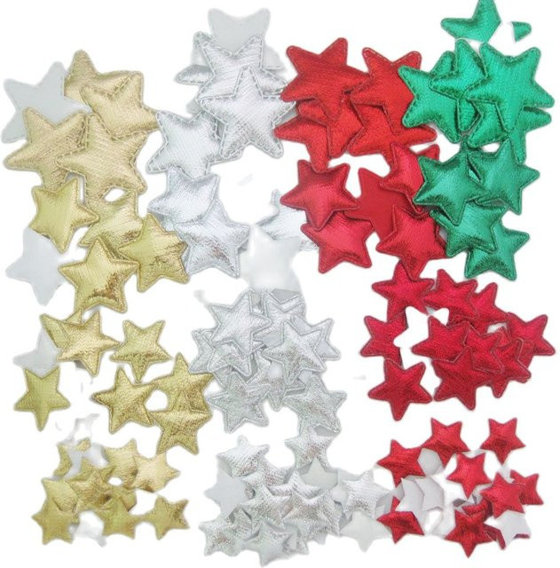 Pannwo Stern Applikationen aus gepolstertem Filz in Rot für Weihnachten und DIY Scrapbooking, 50 Stück - Bild 1