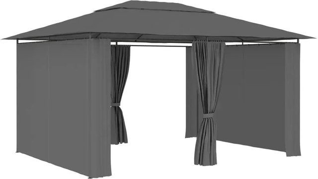 vidaXL Gartenpavillon mit Vorhängen in Anthrazit B: 4 m, T: 3 m, H: 2,7 m - Bild 1