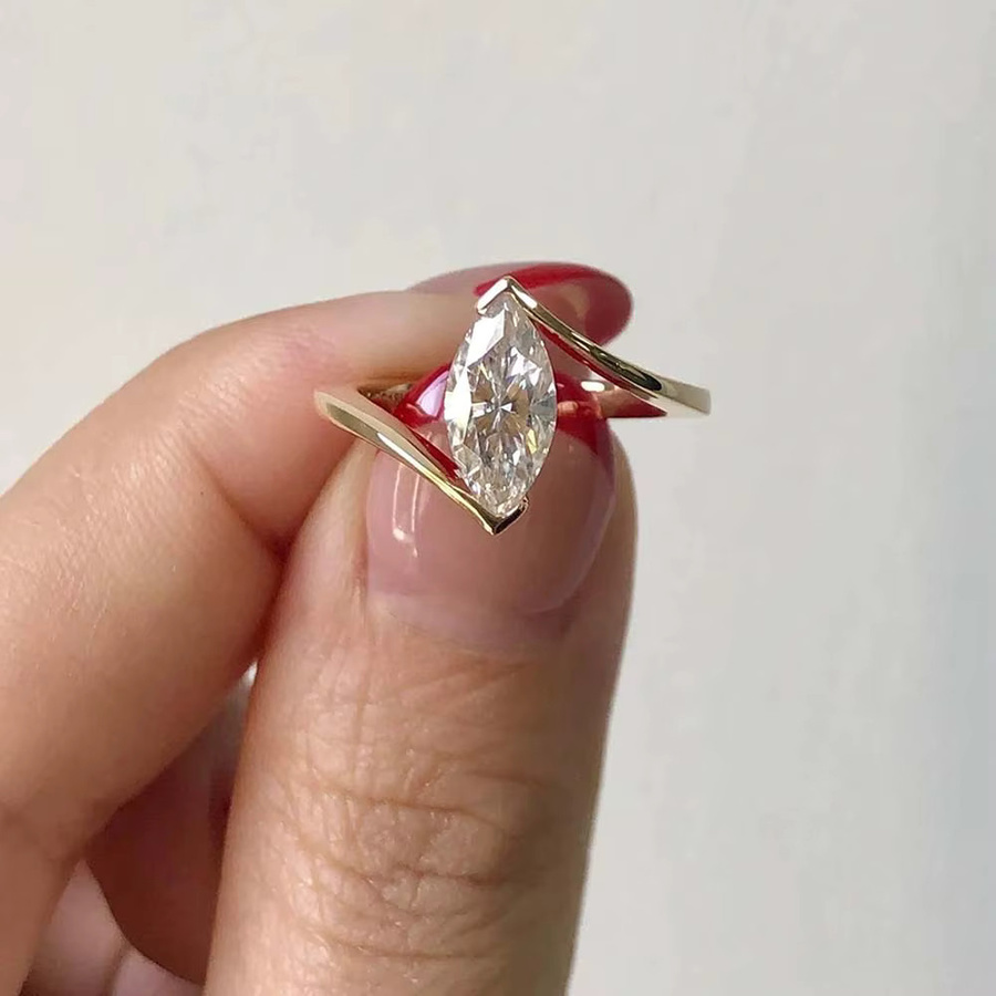 MUXIFC Ring, 925 Silber vergoldet, Moissanit, Damen - Bild 2
