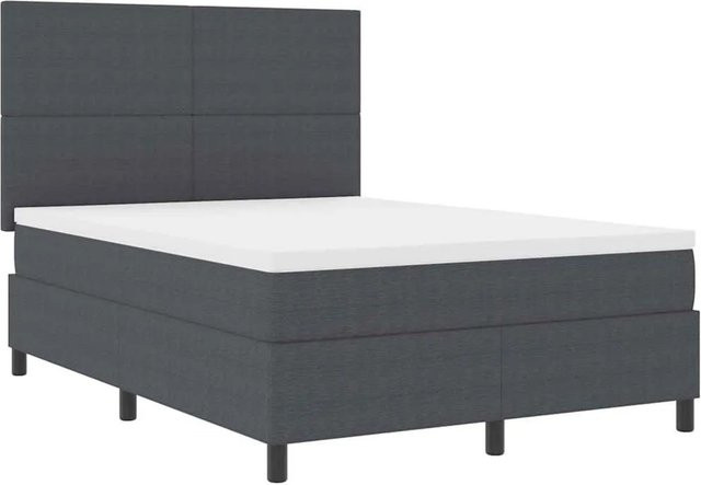 vidaXL LED Boxspringbett aus Cordstoff in Dunkelgrau und Weiß mit Taschenfederkern, B/T: 160 x 200 cm - Bild 1