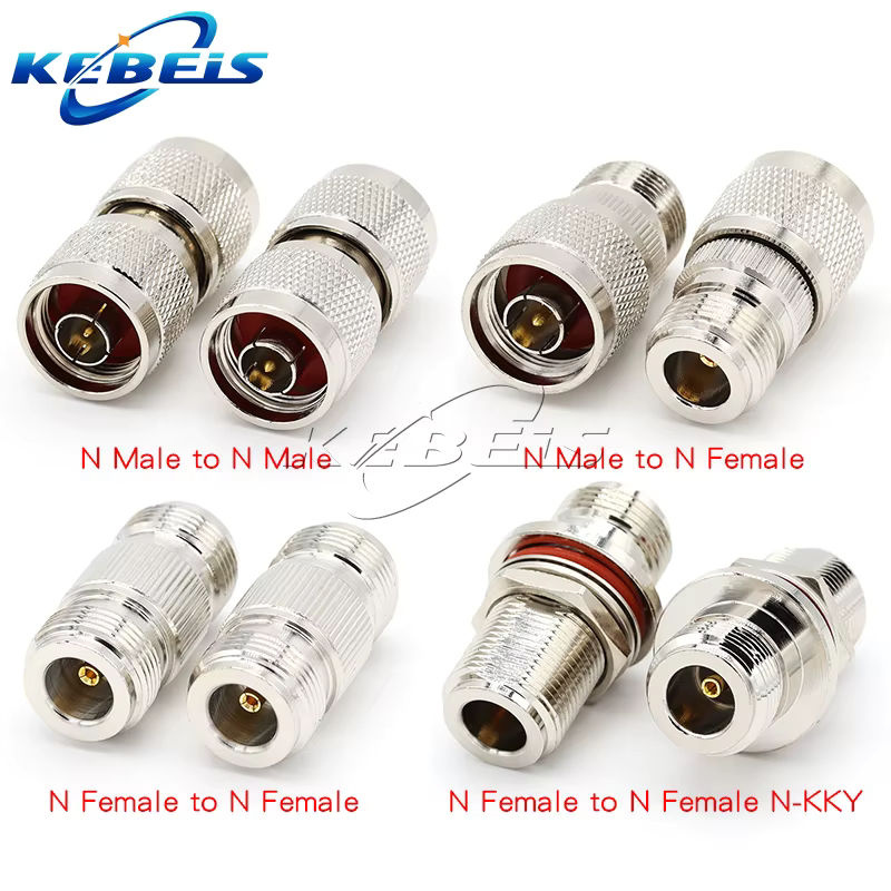 KEBEIS N-Typ auf N-Stecker 3-Wege-Verteiler T-Typ RF-Koaxialadapter 90-Grad-Winkel Flansch in Silber - Bild 5