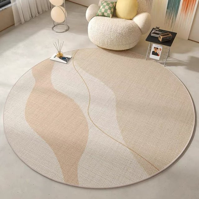 VIKAMA Runder Flanellteppich in modernem Abstract-Design für Wohnzimmer, Schlafzimmer und Büro, Durchmesser: 80 cm - Bild 1