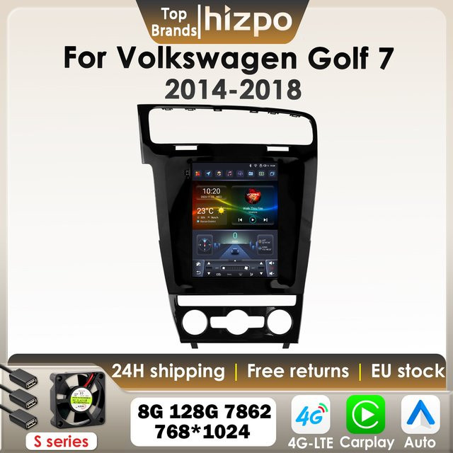 Hizpo Android Autoradio für Volkswagen Golf 7 2014-2018 mit 9,7 Zoll Tesla Style vertikalem Bildschirm, Carplay, GPS, 4G und Bluetooth in Schwarz - Bild 1