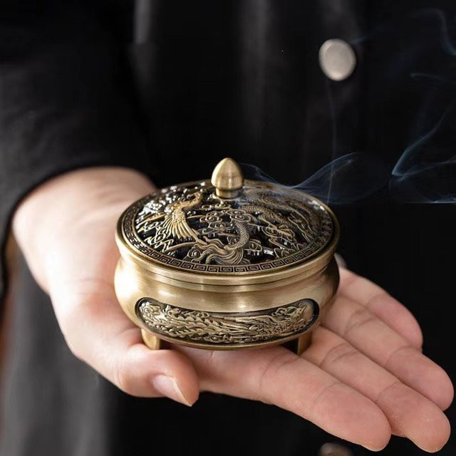 Lotus Weihrauch Räuchergefäß aus Metall in Gold für dein Zuhause und Büro - Bild 1