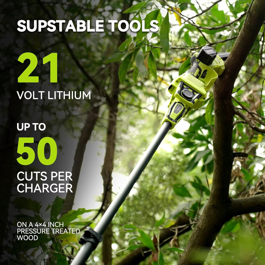 Supstable Akku-Kettensäge 6 Zoll, bürstenlose elektrische Astsäge und Hochastsäge in Grün, kompatibel mit Makita LXT Akkus - Bild 3