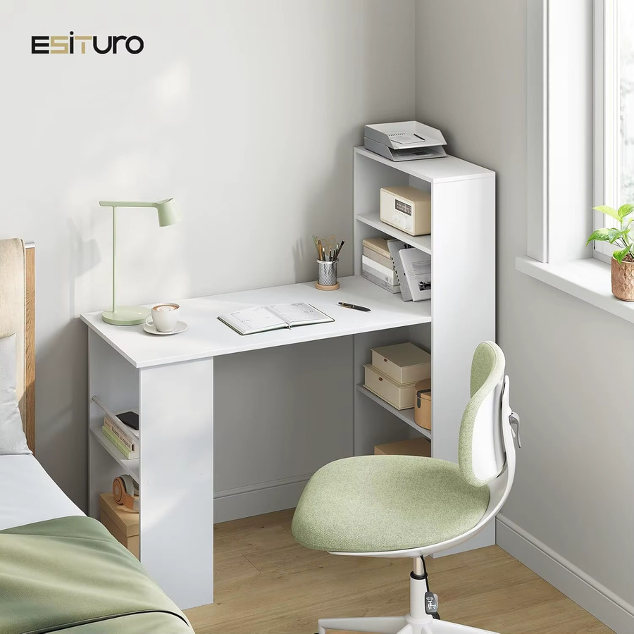 EUGAD Eck-Schreibtisch modern in Weiß mit Ablageflächen für das Homeoffice oder Wohnzimmer, B/T/H: 120 x 122 x 55 cm - Bild 2
