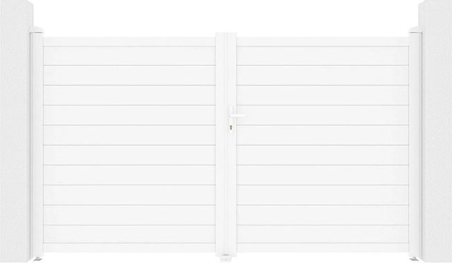 Vente-unique Nazario Aluminium Flügeltor in Weiß, Breite: 300 cm - Bild 1