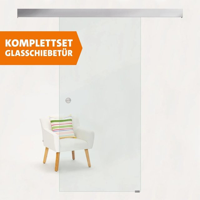 Skyscope Glasschiebetür aus ESG-Glas mit Schienenset in Transparent, B/H: 94 x 206 cm - Bild 1