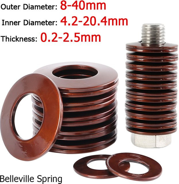 Belleville Druckfederscheibe 60Si2MnA in Blau, Außendurchmesser: 8–40 mm, Innendurchmesser: 4,2–20,4 mm, Dicke: 0,2–2,5 mm - Bild 1