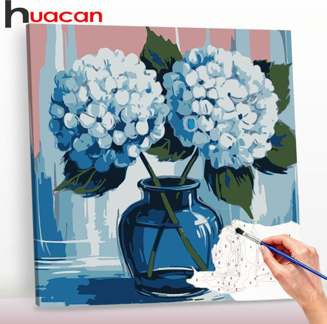 Huacan Malen nach Zahlen Set Blumen Motiv auf Leinwand Multicolor für Erwachsene - Bild 1