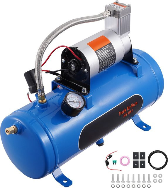 SucceBuy 12V Luftkompressor mit Tank für Treinhoorn und Reifen, 120psi, Blau - Bild 1