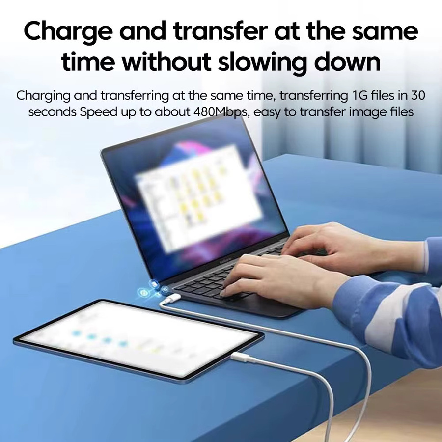 NNBILI USB-C auf USB-C Ladekabel 120W mit Hochgeschwindigkeits-Datenübertragung in Weiß - Bild 2