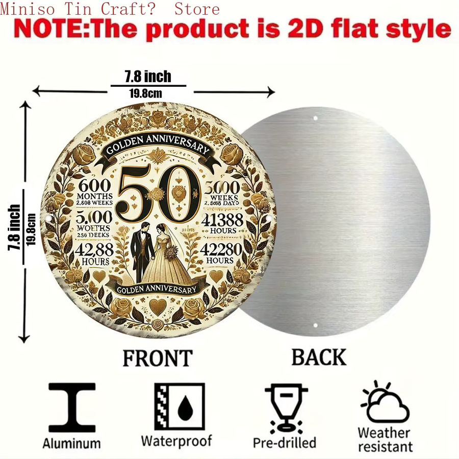 Rundes Metallschild Potdemiel mit floralem Design und rustikalem Distressed-Finish für deine Wanddekoration, Durchmesser: 20 cm - Bild 2