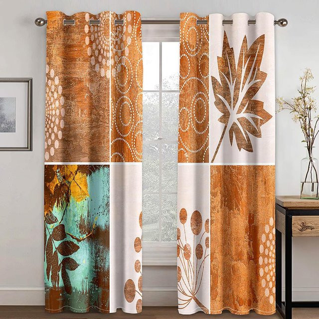 Yiran Furniture Vorhänge mit abstraktem Kunstwürfel-Design, 2er-Set, halbtransparent, Mehrfarbig, B: 50 cm, H: 130 cm - Bild 1