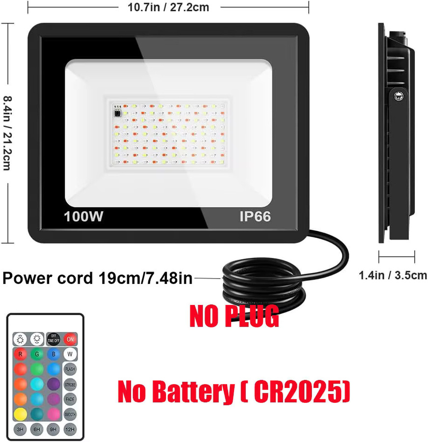 LeiiGeeGo RGB Outdoor LED Flutlicht mit Fernbedienung, Wasserdichter Mehrfarben Scheinwerfer für den Garten, Schwarz - Bild 4