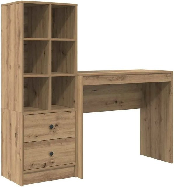 vidaXL Schreibtisch und Hochboard Set in Artisan-Eiche, 2-teiliges Büro-Set, Braun - Bild 1