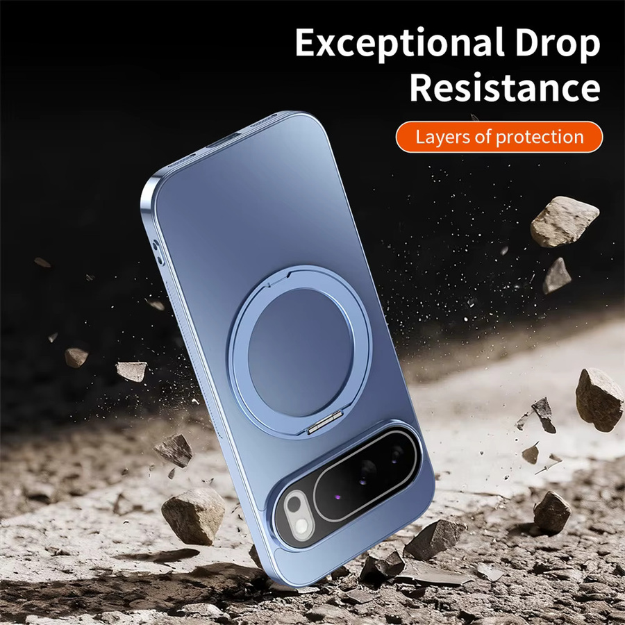 Magnetische PC Handyhülle mit Matt-Beschichtung und Metallring-Ständer für Google Pixel 10 Pro XL, 9A, 8A in Schwarz oder Blau - Bild 3