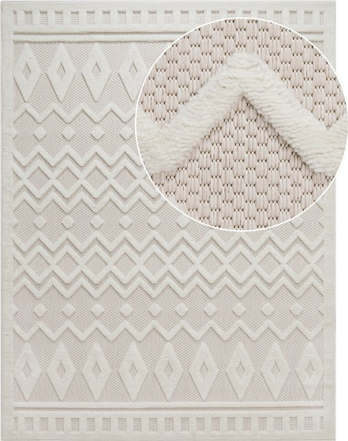 In- & Outdoor-Teppich Livornia in Creme/Beige mit geometrischem Boho-Chic Design, B/T: 80 x 250 cm - Bild 1