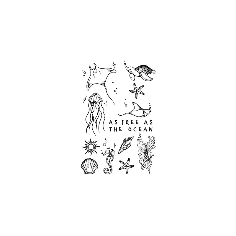 JKCODE TATTOO Ocean Minimal Tattoo-Aufkleber, Unisex - Bild 6