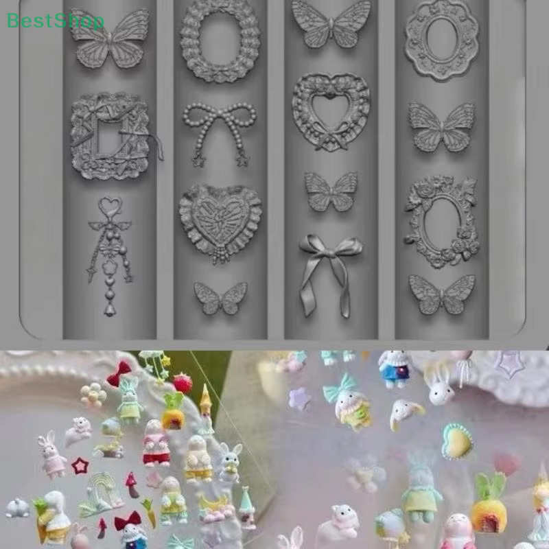 HNKMP 3D-Nagelkunstform aus Silikon, Schleife, Schmetterling, Kaninchen, Fotorahmen-Design, Unisex - Bild 3