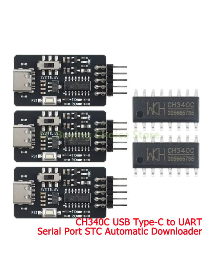 EC Buying CH340C STC ISP Mikrocontroller-Programmiermodul USB Typ-C auf UART Serial Port Board in Schwarz - Bild 3