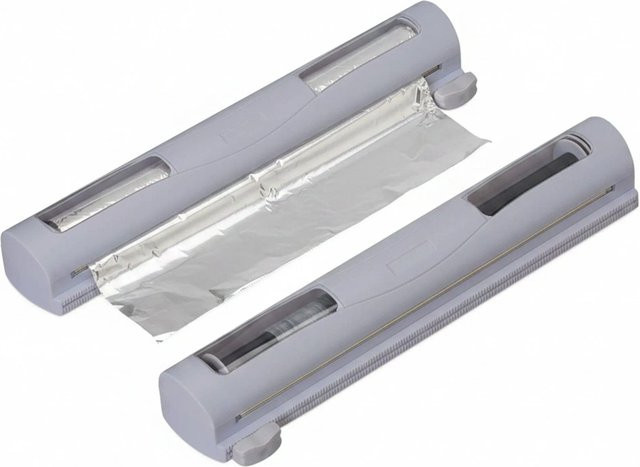 Relaxdays Folienschneider 2er Set aus Metall in Grau mit magnetischer Rückseite B: 5 cm, T: 37 cm, H: 8 cm - Bild 1