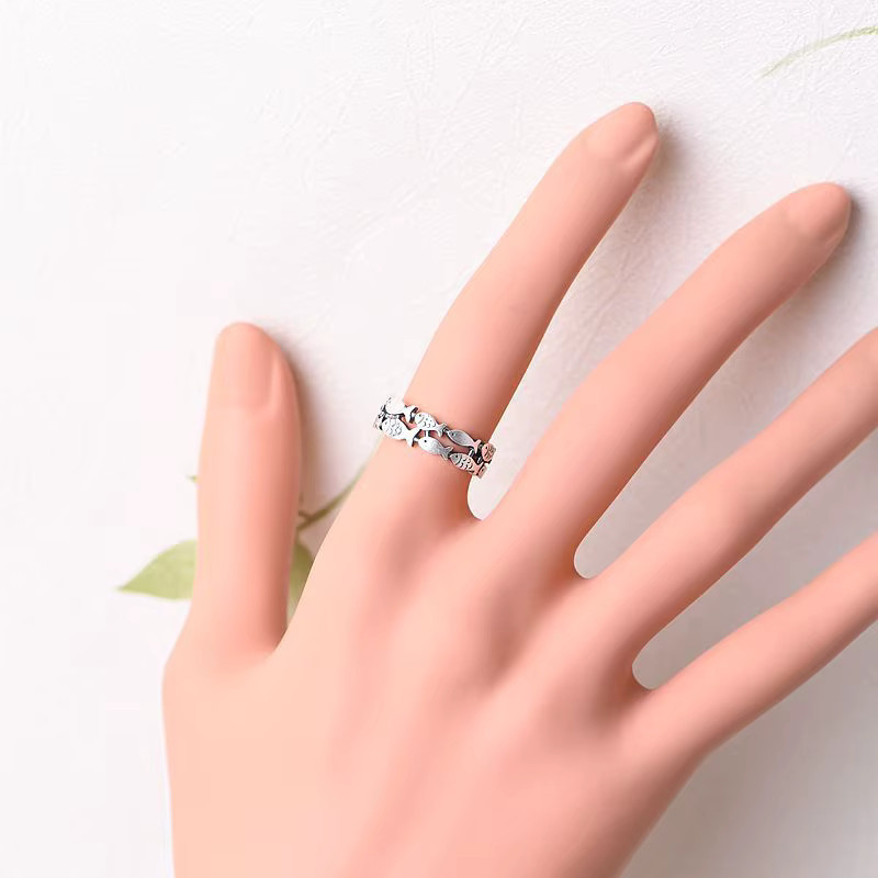 Ring 925 Silber, Doppelschichtfisch, Damen - Bild 2