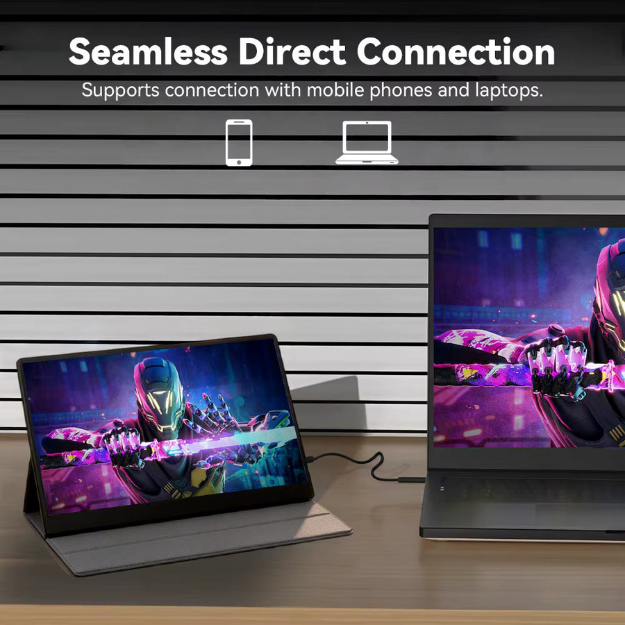 SOYO SY15FN60 Tragbarer Monitor 15,6 Zoll Full HD 1080P 60Hz LCD-Display in Schwarz mit 72% sRGB und 300cd/m² für Laptop, Konsole und PC - Bild 2