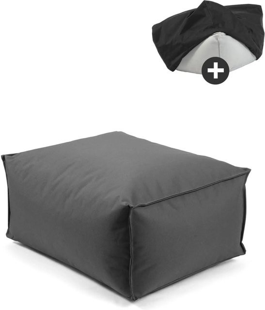 mokebo Outdoor Pouf Hocker in Anthrazit mit wasserabweisender Schutzhülle und EPS-Perlen Füllung - Bild 1