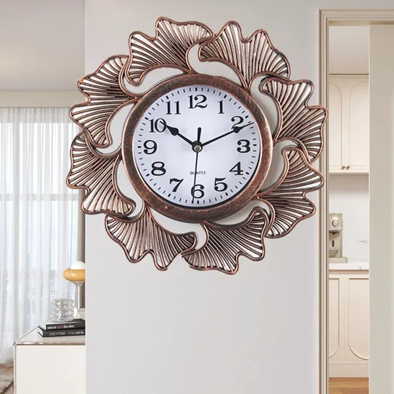Digitale Wanduhr in Gold, runde Vintage Wanddekoration aus Metall für Wohnzimmer und Küche, Durchmesser: 25,4 cm - Bild 1