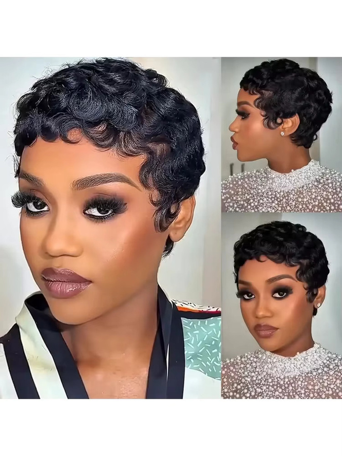 Suri Hair Pixie-Synthetikperücke, lockig, Schwarz, Damen - Bild 7
