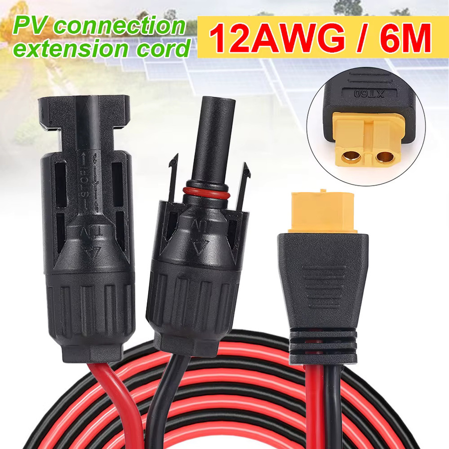 HulitTop XT60 Verlängerungskabel 12AWG mit 6m Länge und 8 Kabelklemmen für Auto, Motorrad und Solarpanel - Bild 2