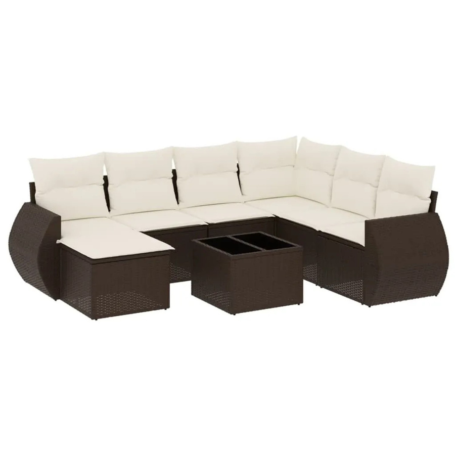 vidaXL 8-teilige Garten-Sofagarnitur aus Poly-Rattan mit Kissen in Braun - Bild 2