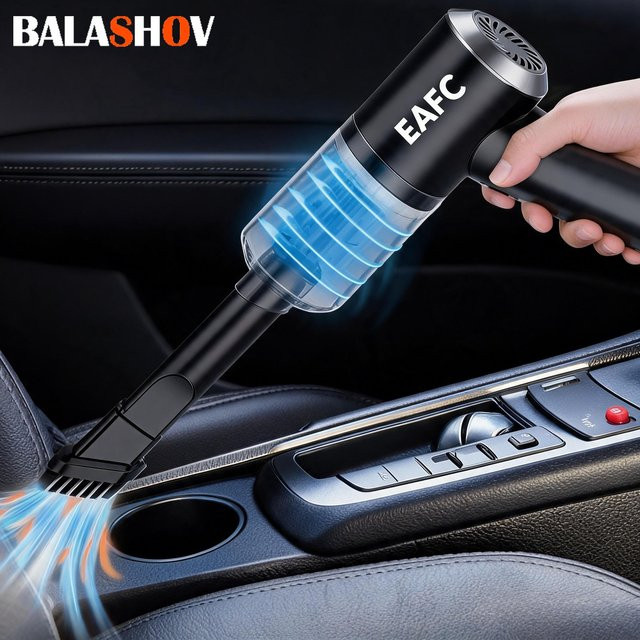BALASHOV Multifunktionaler kabelloser Handstaubsauger in Schwarz mit 120W Saugkraft für Auto, Boden und Haushalt zur Trocken- und Nassreinigung mit 4000mAh Akku - Bild 1
