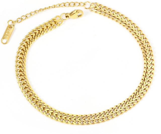 LUXUSTEEL Kubanerketten-Armband, Edelstahl, Gold, Unisex - Bild 1