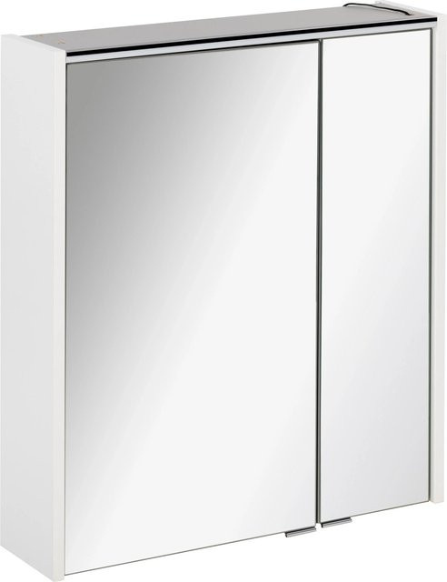 Fackelmann Spiegelschrank Denver mit LED-Beleuchtung und Softclose Türen, Weiß/Grau, B/H/T: 60 x 68,3 x 16 cm - Bild 1