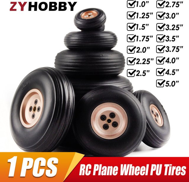 ZYHOBBY RC Plane Wheel PU Tires mit Golden Aluminum Hub 1 bis 5 inch - Bild 1