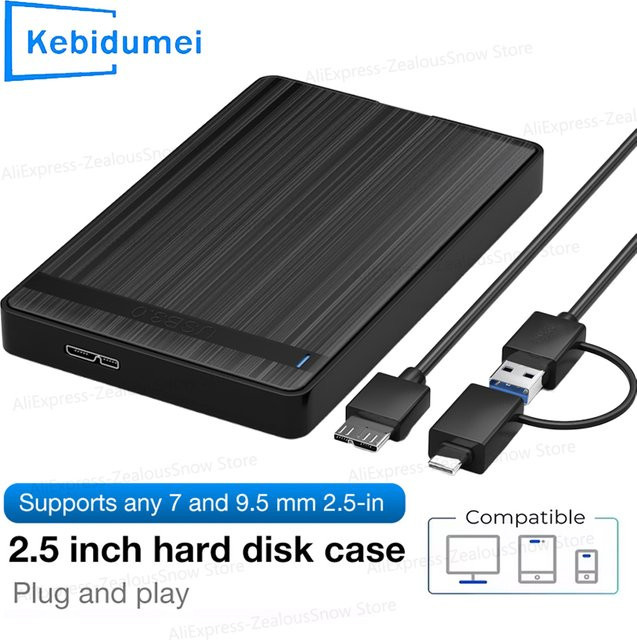 Kebidu USB 3.1 2,5 Zoll SATA HDD SSD Gehäuse mit UASP Unterstützung, Schwarz - Bild 1