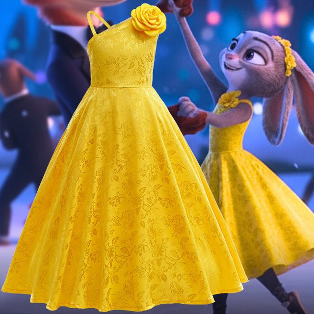 ZOBOTT Zootopia Judy Cosplay Gelbes Kleid, Blumenkleid, Gelb - Bild 1