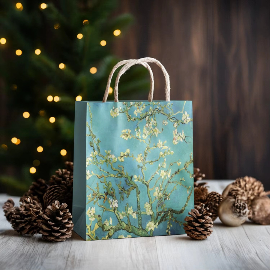 10 Stück Van Gogh Starry Night Papiertüten als künstlerische Geschenktüten und Einkaufstaschen B: 21,08 cm, T: 7,87 cm, H: 21,08 cm - Bild 3