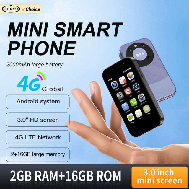 SERVO KING9000 Mini-Smartphone in Purple mit Android-System, 2 GB RAM, 16 GB ROM, 4G LTE und Dual-SIM - Bild 1