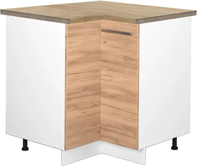 Vicco Eckunterschrank Fame-Line Goldkraft Eiche/Weiß, B/T/H: 80,5 x 60,0 x 82,0 cm - Bild 1