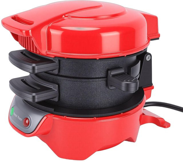 Musysh 3-in-1 Frühstücksmaschine in Rot für Sandwich, Burger und Ei-Toast - Bild 1